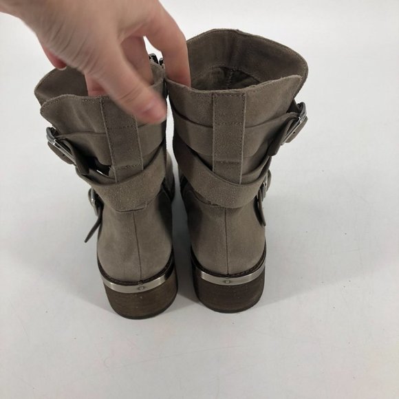 Vince Camuto Foxy Short buckle wrap suede Wendy tan Moto boots size 10 - Picture 7 of 15